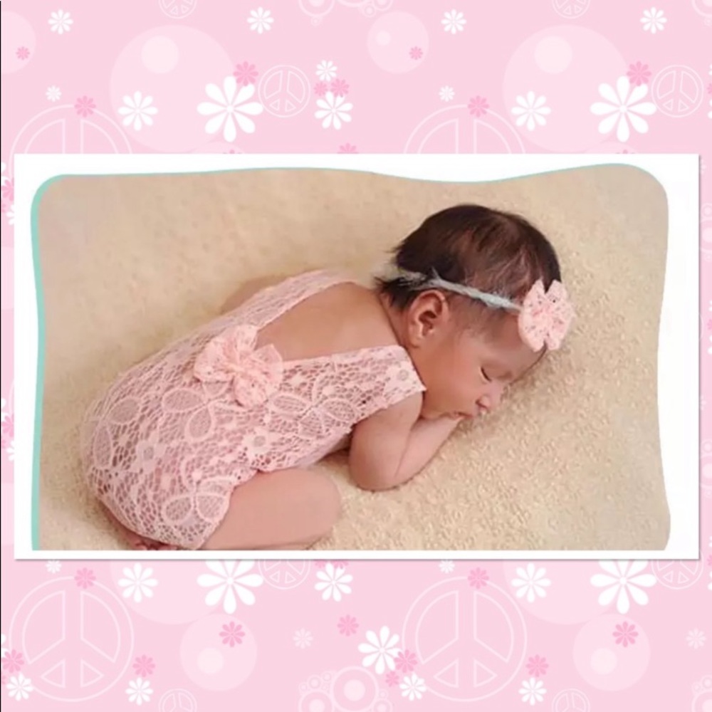 Pink lace onesie